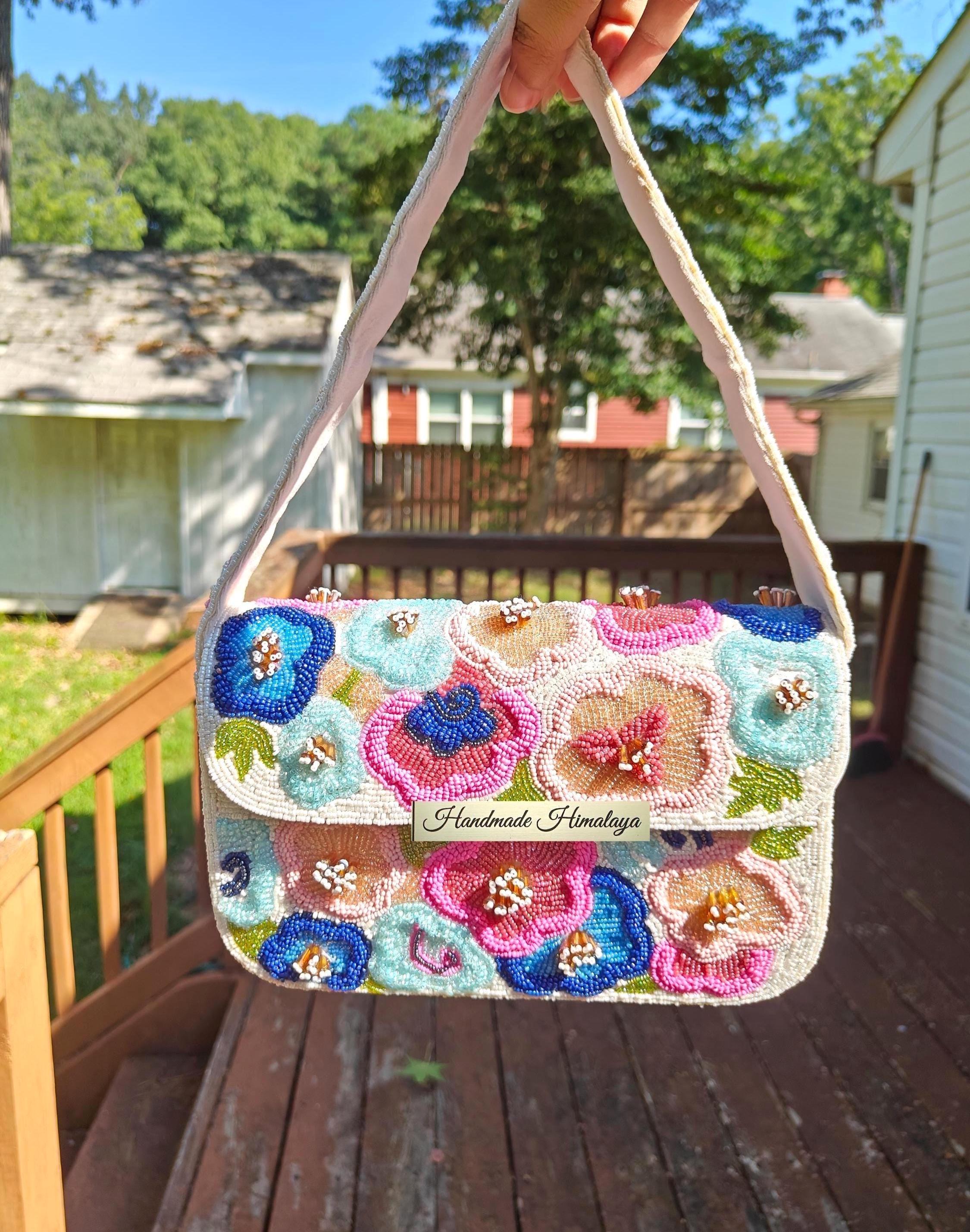 Floral Beaded Bridal Bag | 3D Colorful Wedding Guest Shoulder Purse