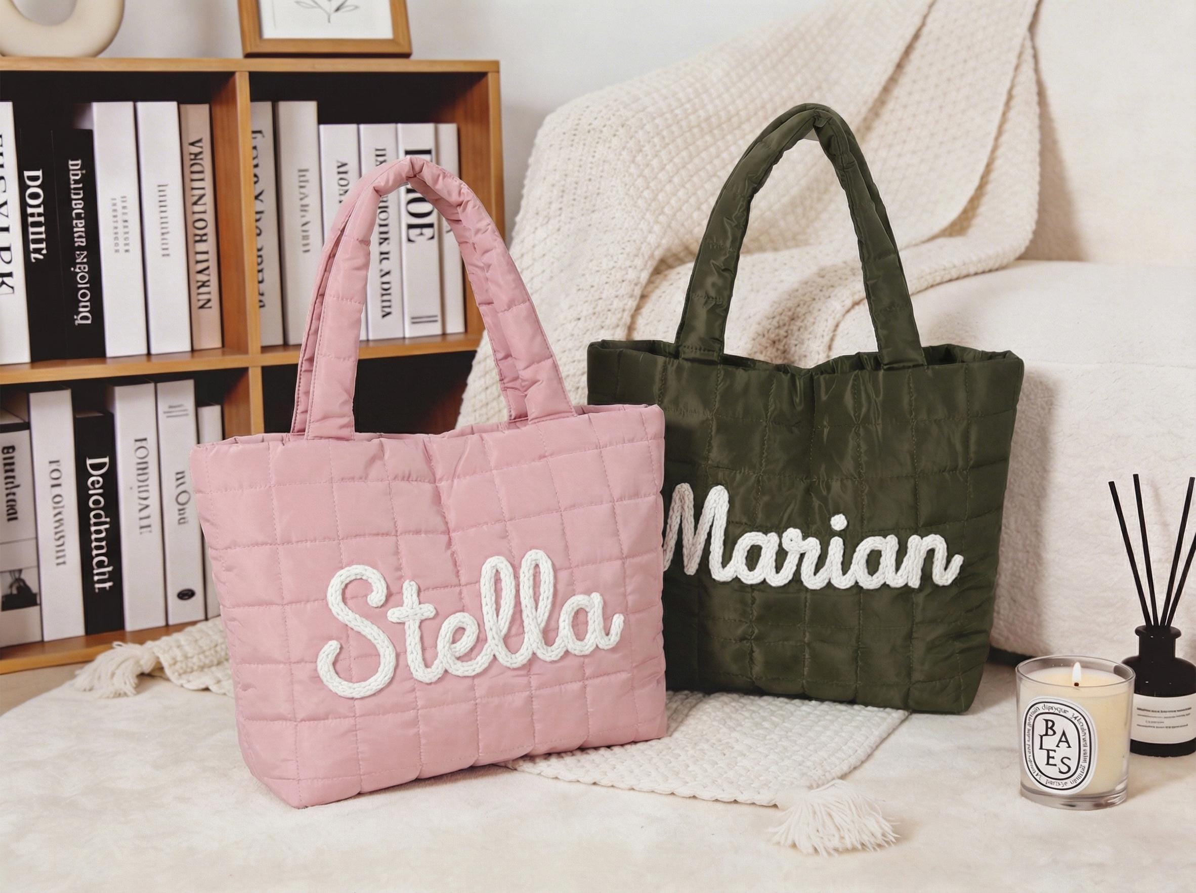 Personalized Quilted Nylon Tote Bag, Custom Monogram Beach Bag
