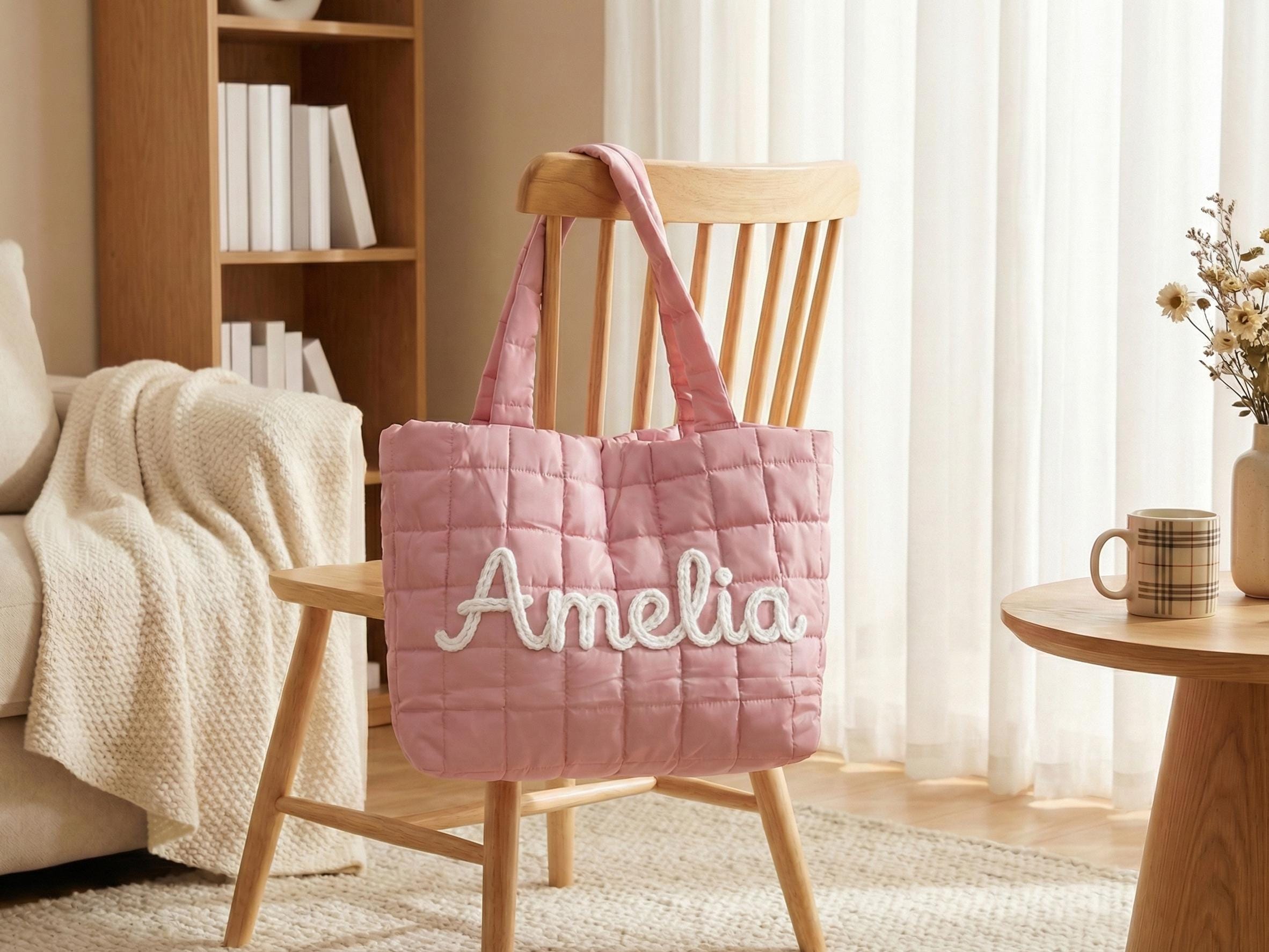 Personalized Quilted Nylon Tote Bag, Custom Monogram Beach Bag