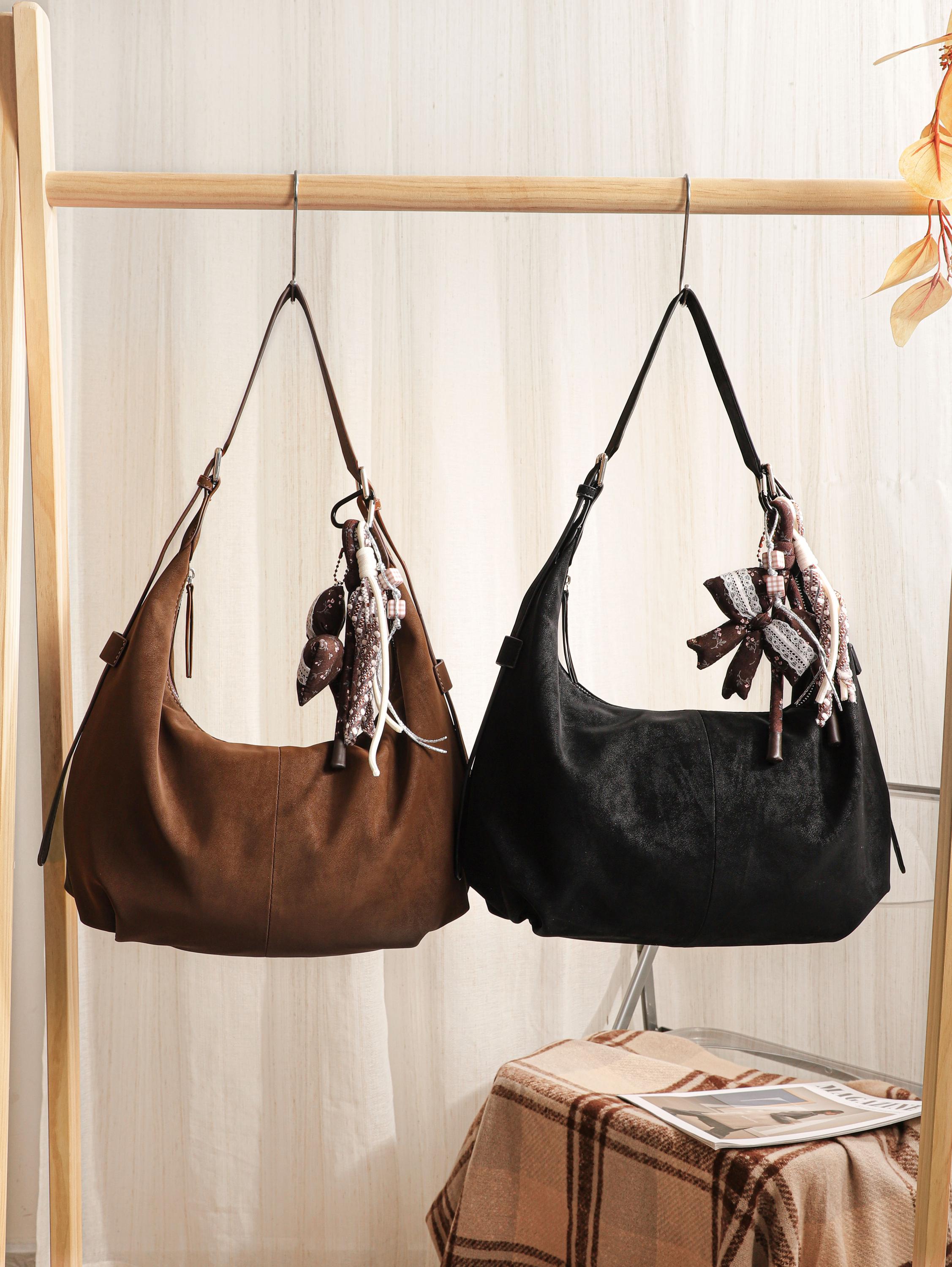 Suede Velvet Dumpling Bag, Retro Chic Shoulder Bag