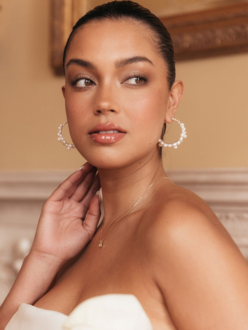 Elisajewels Cruz Pearl Hoop Earrings