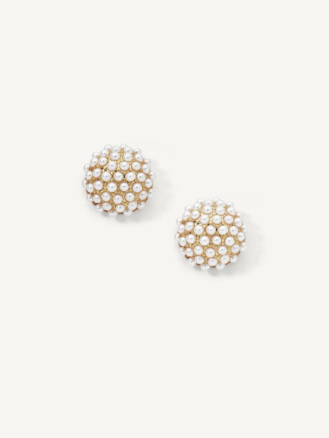 Elisajewels Pearl Pave Stud Earrings