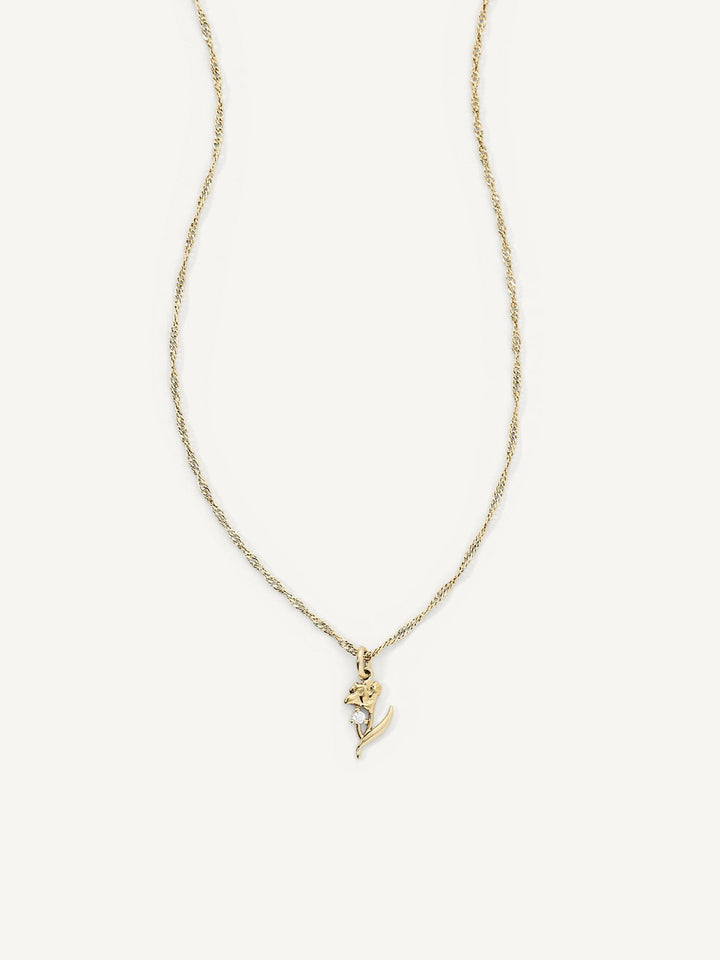 Elisajewels January Carnation Birthday Flower Pendant Necklace