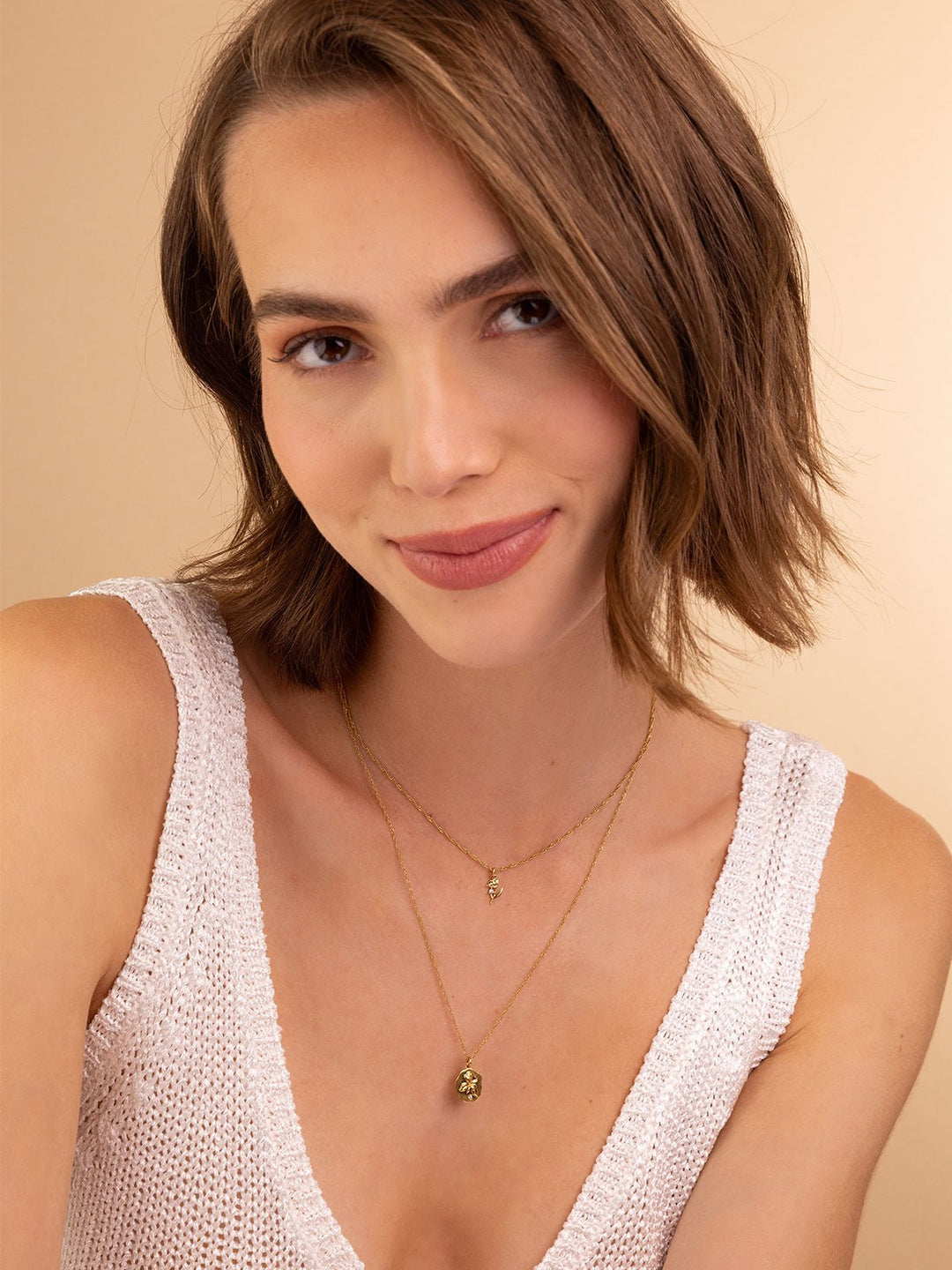 Elisajewels January Carnation and February Violet Birthday Flower Pendant Necklace