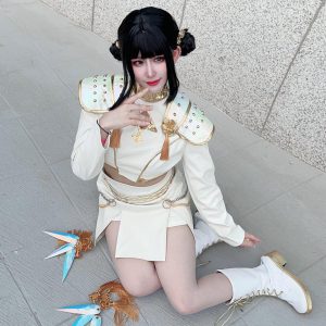 Zoey Mira cosplay costume,Rumi White and Purple cosplay costume, Girl group cosplay, Zoey Mira cosplay,KPop cos