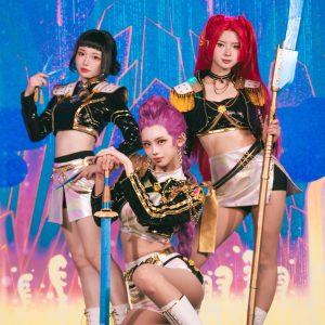 Zoey Mira cosplay costume,Rumi black and gold cosplay costume, Girl group cosplay, Zoey Mira cosplay,KPop cos