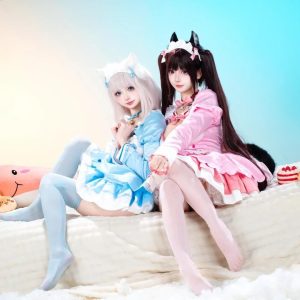 Chocola cosplay,Vanilla cosplay,Chocola cosplaycostume, catgirl cosplay outfit,cosplay costume,handmade costume,anime cosplay