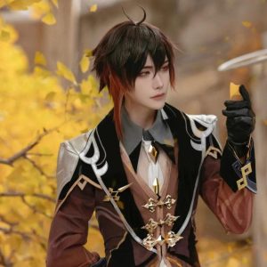 Zhongli cosplay, Zhongli full set, Geo lord outfit, long robe cosplay, ancient style costume, male 2D cosplay, full cosplay set