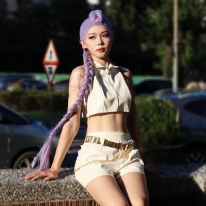 Zoey Mira cosplay costume,Rumi White and Purple cosplay costume, Girl group cosplay, Zoey Mira cosplay,KPop cos